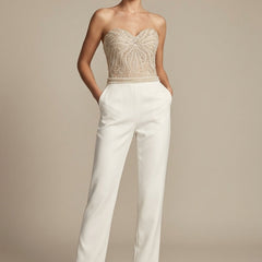 Women's Sequin Jumpsuit | Elegant Strapless Wide-Leg Evening Wear 0