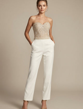 Women's Sequin Jumpsuit | Elegant Strapless Wide-Leg Evening Wear 0