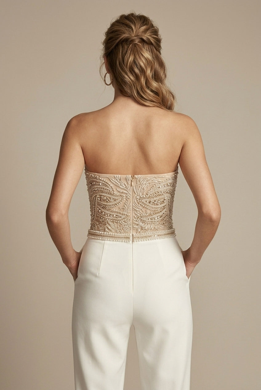 Women's Sequin Jumpsuit | Elegant Strapless Wide-Leg Evening Wear 1