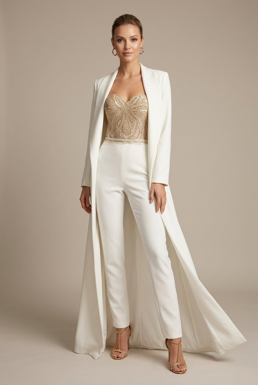 Women's Sequin Jumpsuit | Elegant Strapless Wide-Leg Evening Wear 3