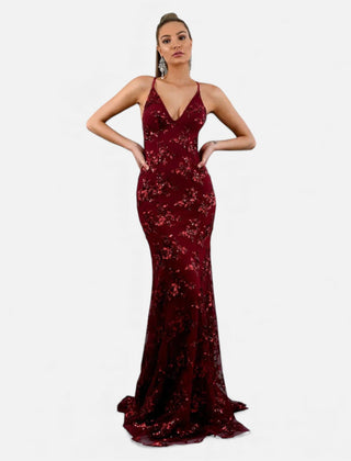 Women's Sequin Maxi Dress | Elegant Fitted Formal Evening Gown 0