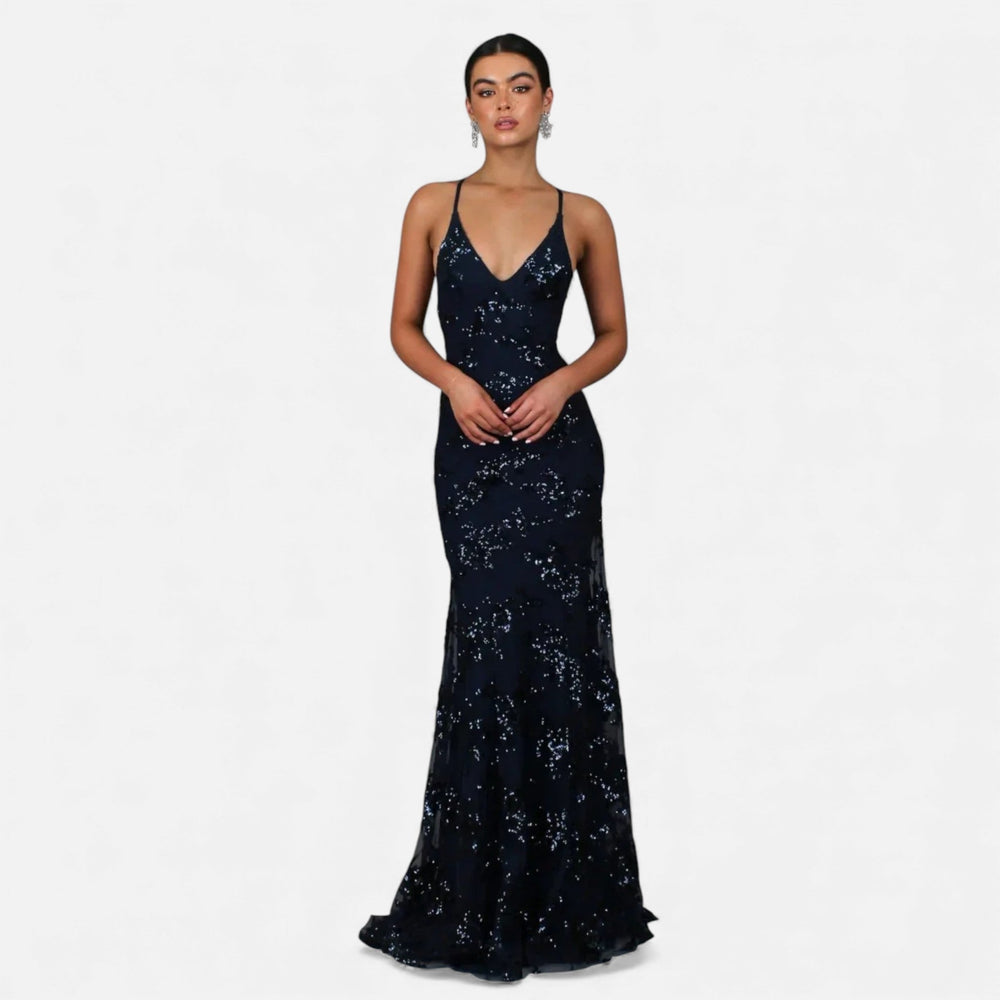 Women's Sequin Maxi Dress | Elegant Fitted Formal Evening Gown 1