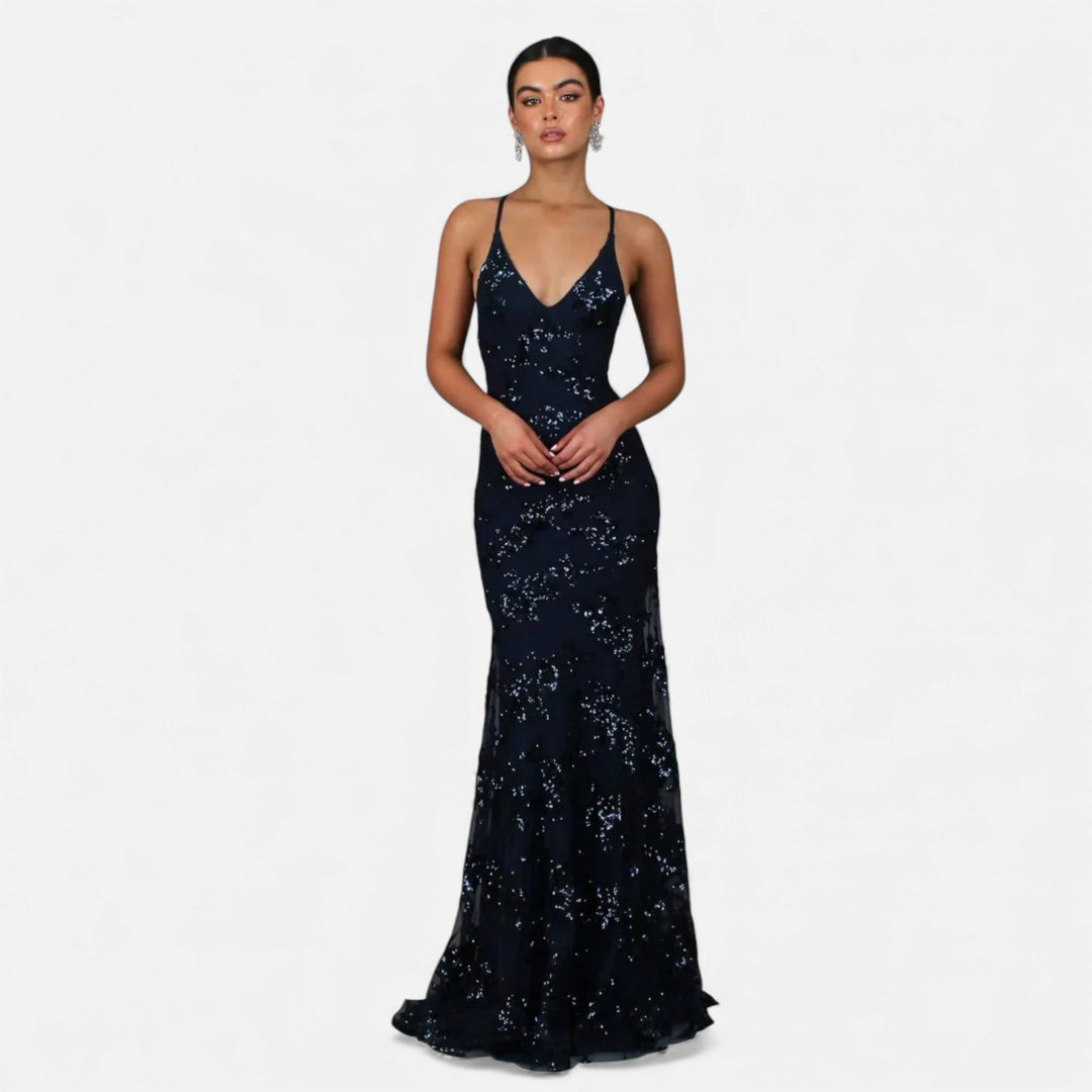 Women's Sequin Maxi Dress | Elegant Fitted Formal Evening Gown 1