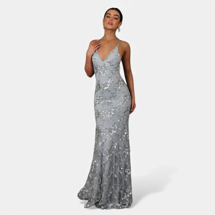 Women's Sequin Maxi Dress | Elegant Fitted Formal Evening Gown 2