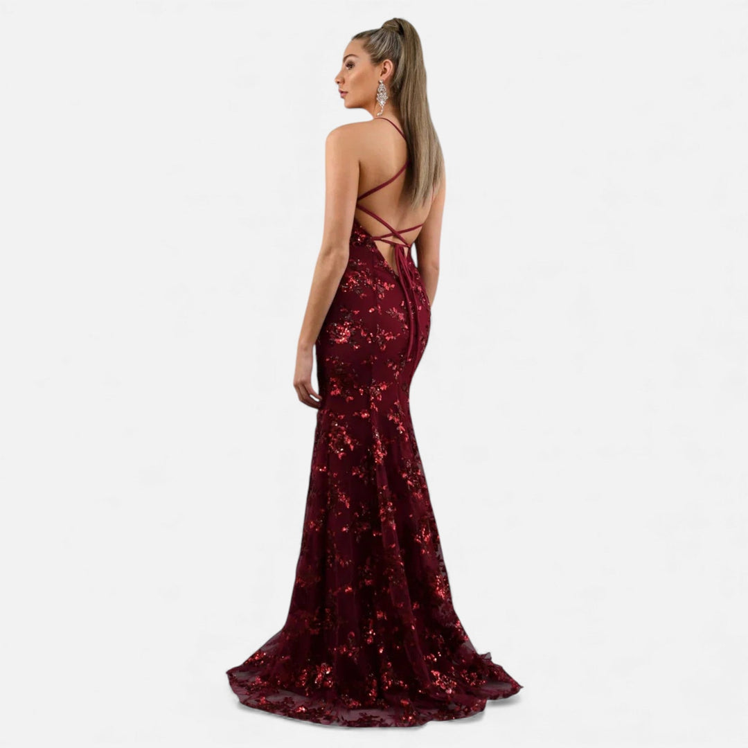 Women's Sequin Maxi Dress | Elegant Fitted Formal Evening Gown 4