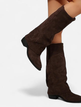 Women's Smooth Faux Leather Knee High Boots | Elegant Chunky Heel Long Boots 0