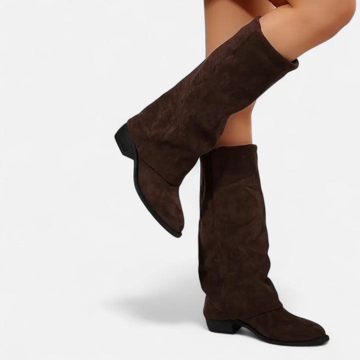 Women's Smooth Faux Leather Knee High Boots | Elegant Chunky Heel Long Boots 0
