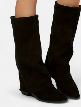 Women's Smooth Faux Leather Knee High Boots | Elegant Chunky Heel Long Boots 1