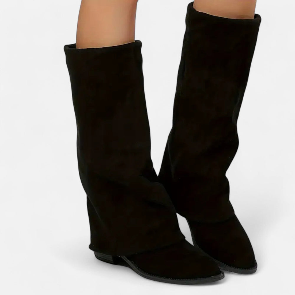 Women's Smooth Faux Leather Knee High Boots | Elegant Chunky Heel Long Boots 1