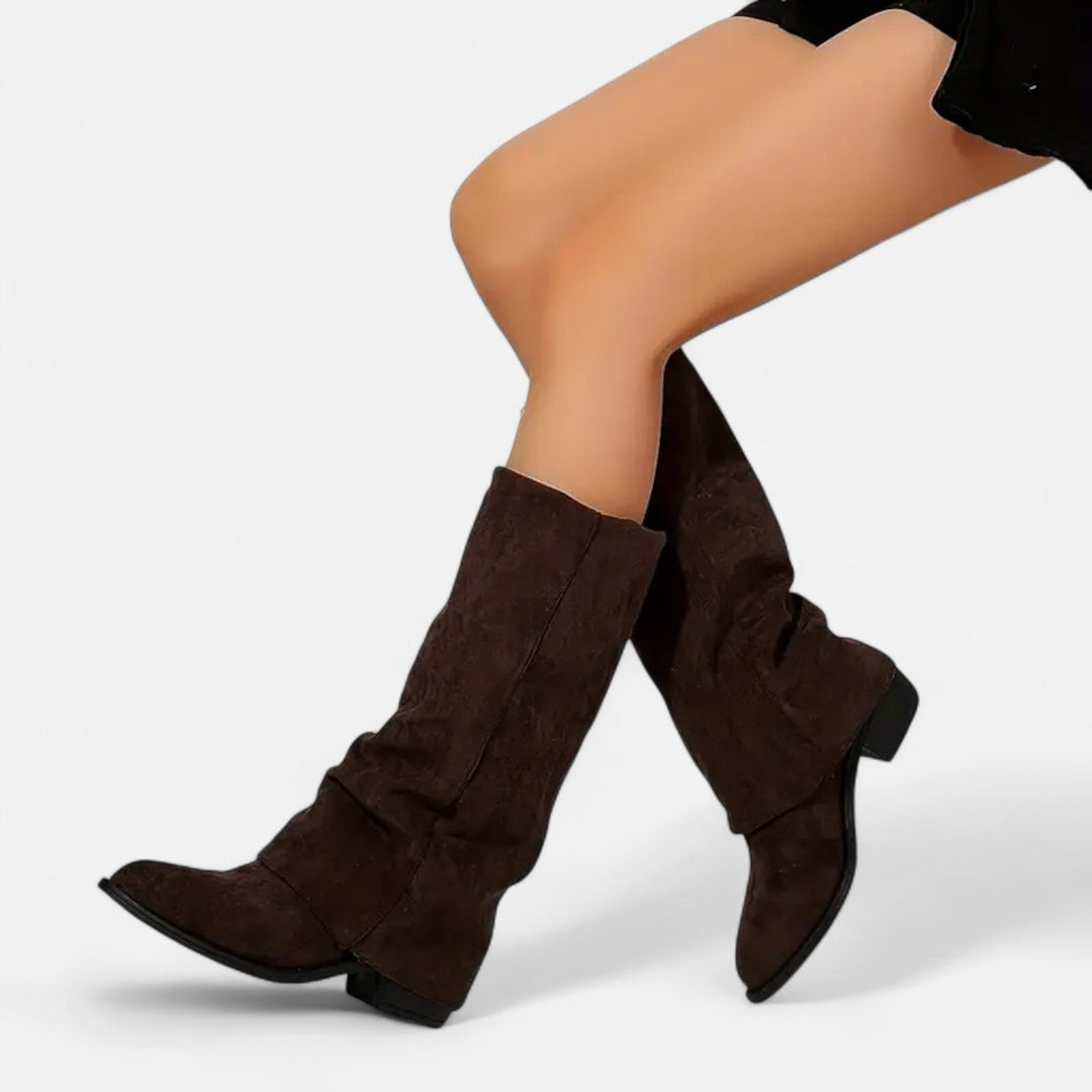 Women's Smooth Faux Leather Knee High Boots | Elegant Chunky Heel Long Boots 2