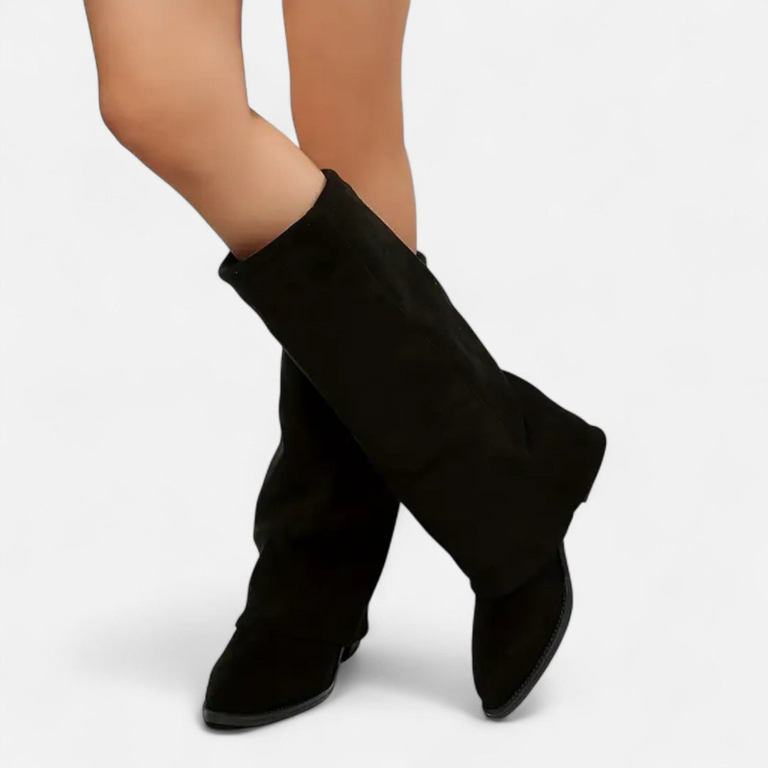 Women's Smooth Faux Leather Knee High Boots | Elegant Chunky Heel Long Boots 4