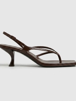 Women's Smooth Leather Kitten Heels | Elegant Square Toe Thong Sandals 0