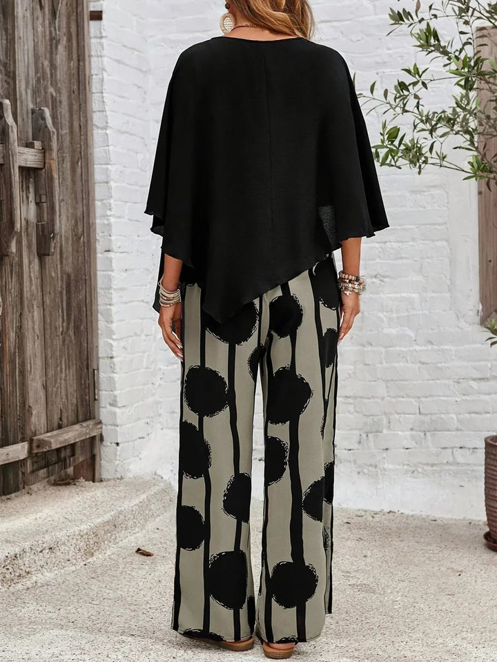 Women's Soft Casual Loungewear Set | Elegant Asymmetrical Top and Wide Leg Pants for Summer 3