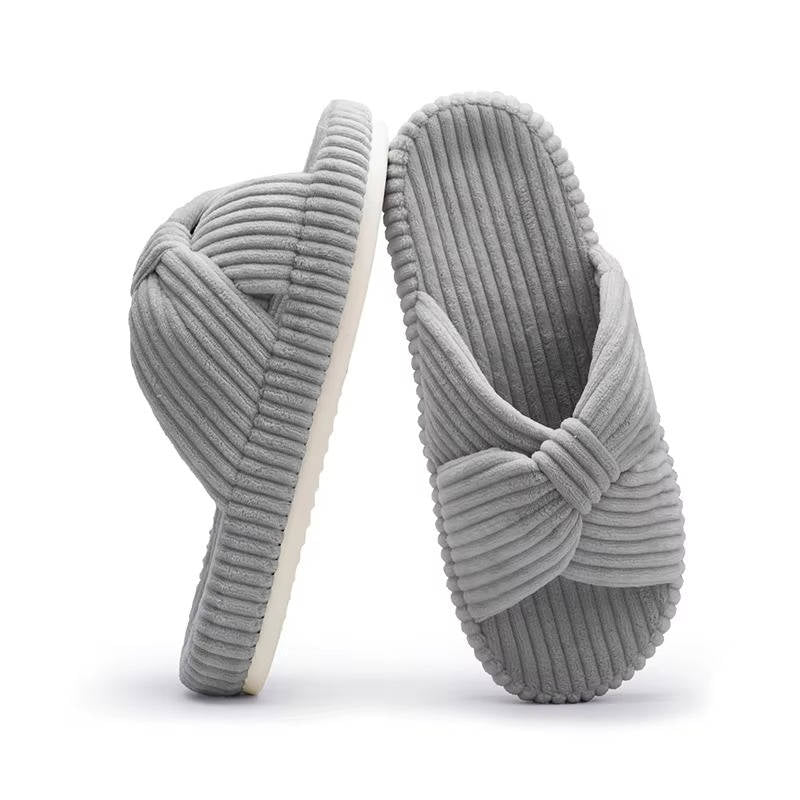 Women's Soft Corduroy Slippers | Comfortable Open Toe Design with Arch Support 10