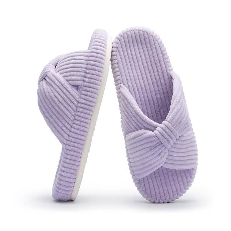 Women's Soft Corduroy Slippers | Comfortable Open Toe Design with Arch Support 11