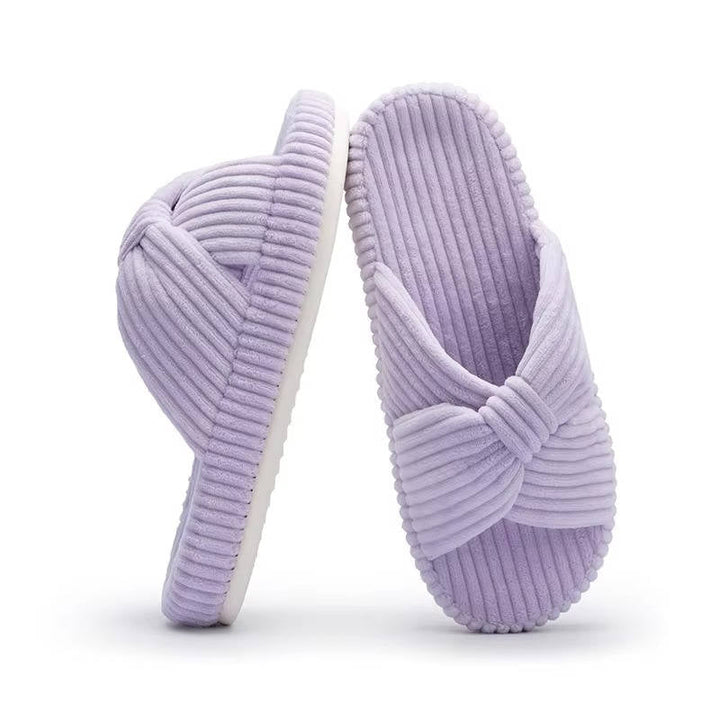 Women's Soft Corduroy Slippers | Comfortable Open Toe Design with Arch Support 11
