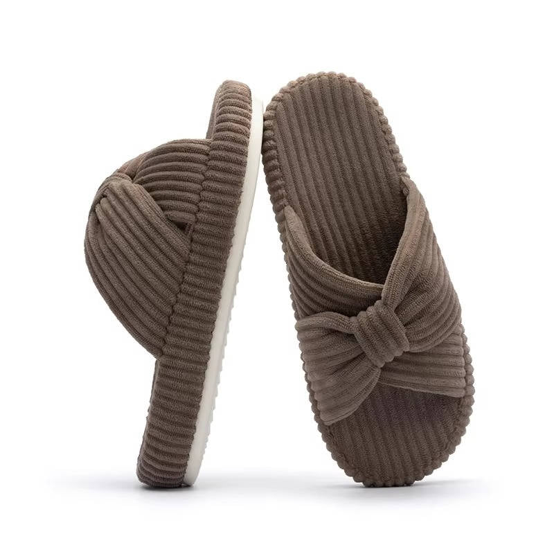 Women's Soft Corduroy Slippers | Comfortable Open Toe Design with Arch Support 13