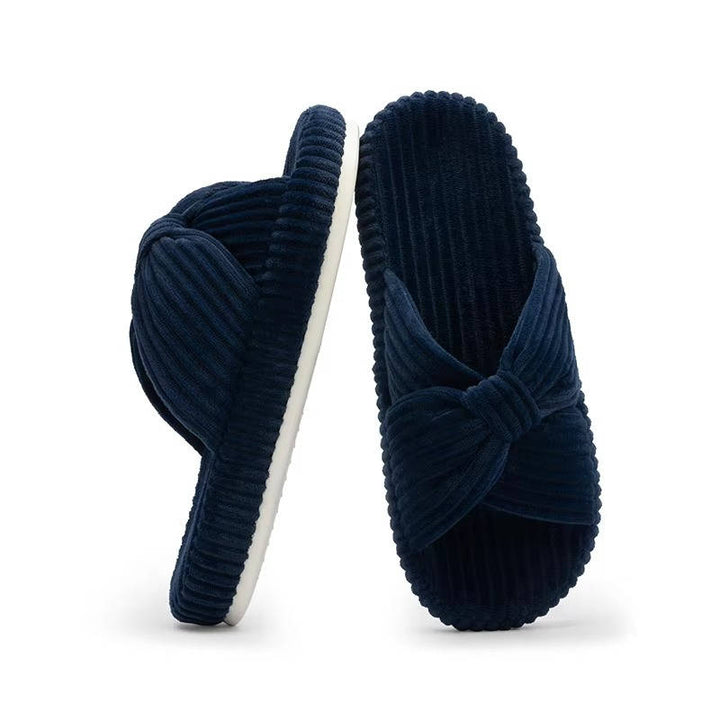 Women's Soft Corduroy Slippers | Comfortable Open Toe Design with Arch Support 14