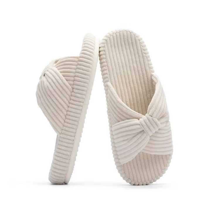 Women's Soft Corduroy Slippers | Comfortable Open Toe Design with Arch Support 4