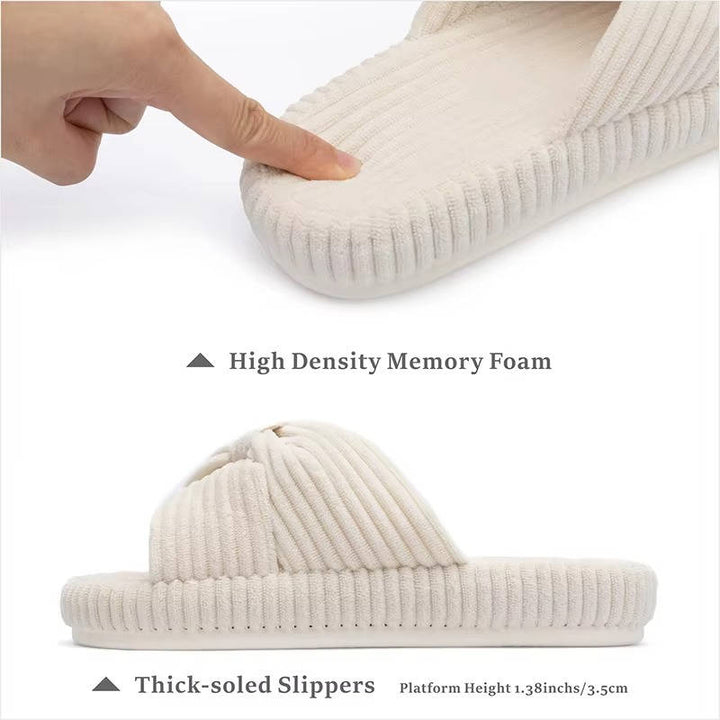 Women's Soft Corduroy Slippers | Comfortable Open Toe Design with Arch Support 6