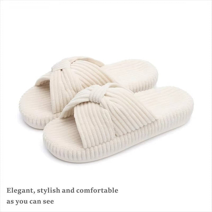 Women's Soft Corduroy Slippers | Comfortable Open Toe Design with Arch Support 7