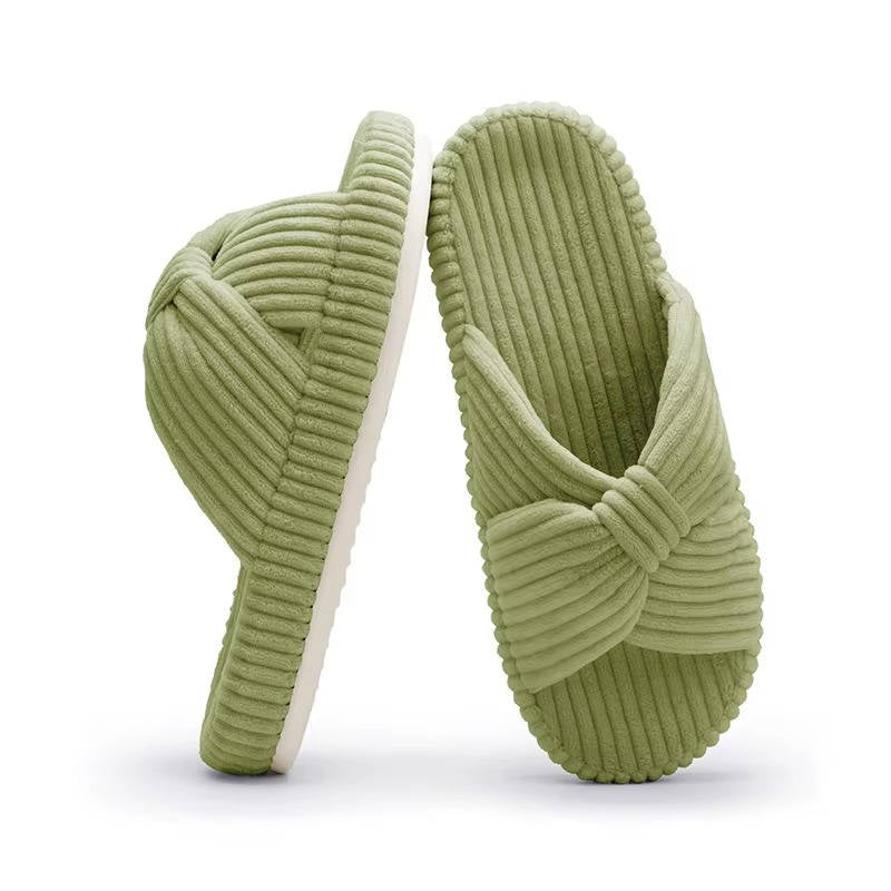 Women's Soft Corduroy Slippers | Comfortable Open Toe Design with Arch Support 9