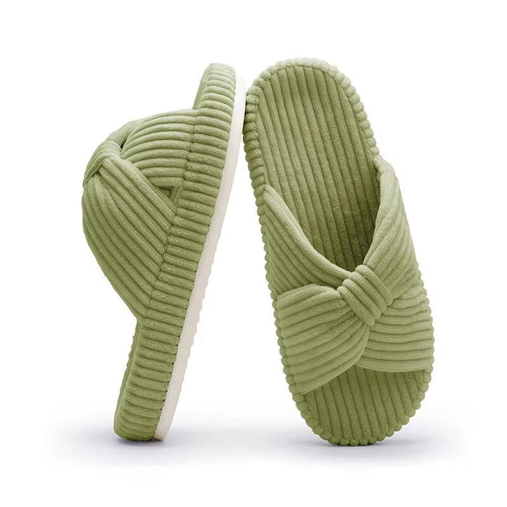 Women's Soft Corduroy Slippers | Comfortable Open Toe Design with Arch Support 9