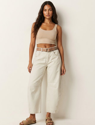 Women's Soft Denim Barrel Jeans | Relaxed High-Waist Tapered Pants 6