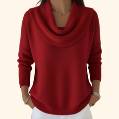 Women's Soft Knit Cowl Neck Sweater | Elegant Relaxed Fit Winter Top 0