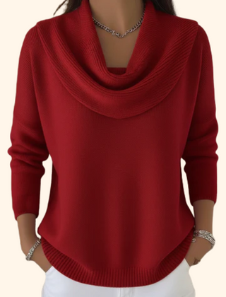 Women's Soft Knit Cowl Neck Sweater | Elegant Relaxed Fit Winter Top 0
