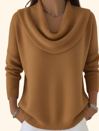Women's Soft Knit Cowl Neck Sweater | Elegant Relaxed Fit Winter Top 1