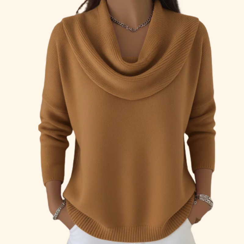Women's Soft Knit Cowl Neck Sweater | Elegant Relaxed Fit Winter Top 1