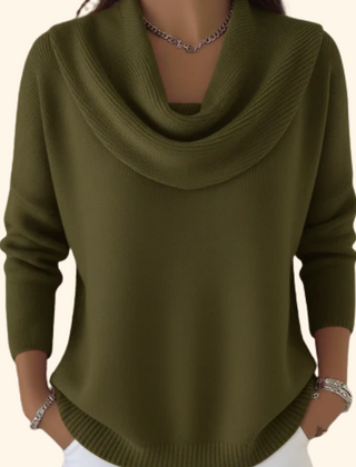 Women's Soft Knit Cowl Neck Sweater | Elegant Relaxed Fit Winter Top 2