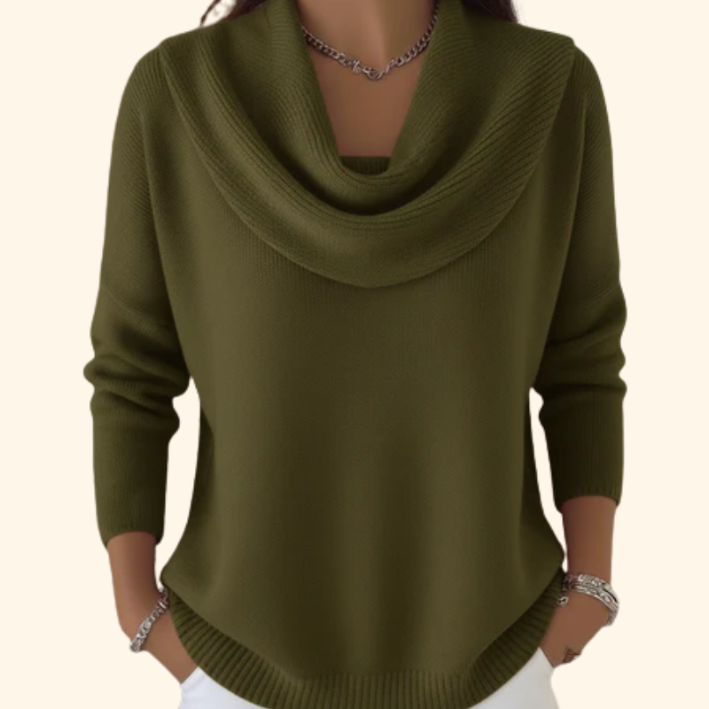 Women's Soft Knit Cowl Neck Sweater | Elegant Relaxed Fit Winter Top 2