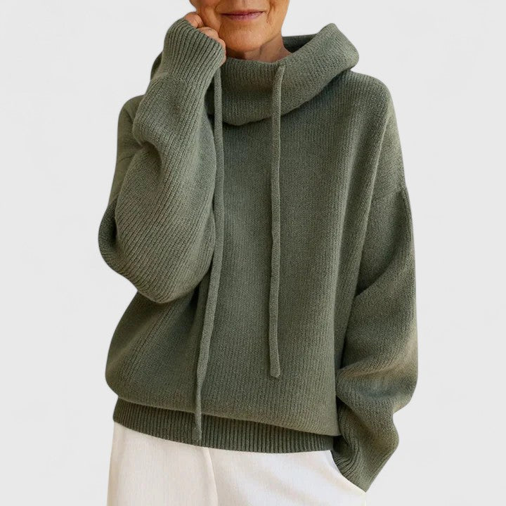 Women's Soft Knit Oversized Sweater | Cozy Cowl Neck Winter Top 0