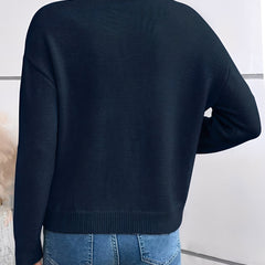 Women's Soft Knit Sweater | Elegant Lace Trim V-Neck | Comfortable Relaxed Fit 2