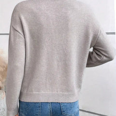 Women's Soft Knit Sweater | Elegant Lace Trim V-Neck | Comfortable Relaxed Fit 4