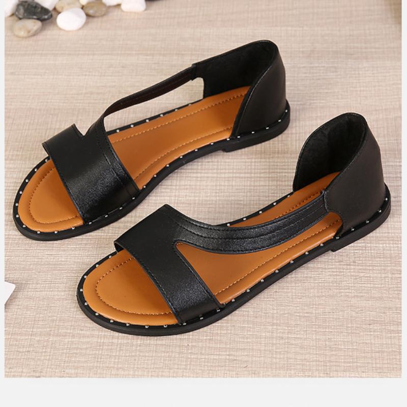 Women's Soft Leather Flat Sandals | Elegant Casual Slip-On Footwear 3