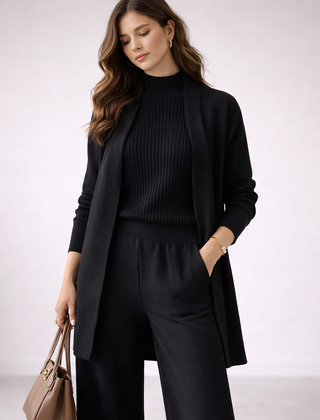 Women's Soft Ribbed Knit Lounge Set | Elegant Three-Piece Matching Loungewear Ensemble 4