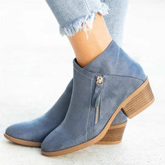 Women's Soft Suede Ankle Boots | Elegant Low-Heel Side-Zip Booties for Women 1