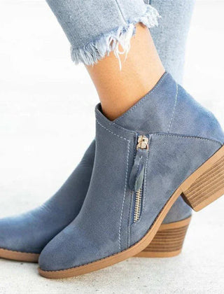Women's Soft Suede Ankle Boots | Elegant Low-Heel Side-Zip Booties for Women 1