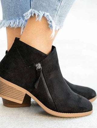 Women's Soft Suede Ankle Boots | Elegant Low-Heel Side-Zip Booties for Women 3