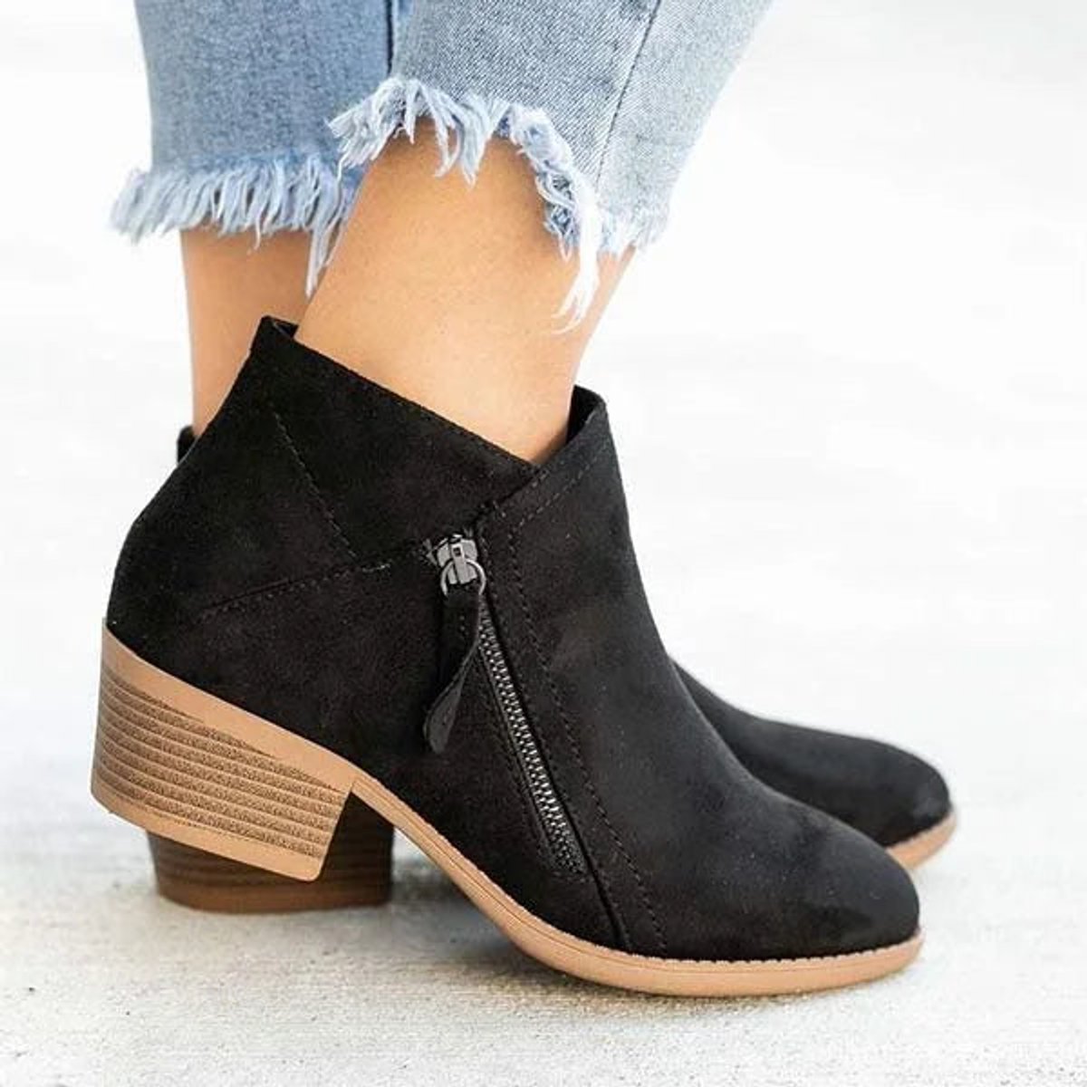 Women's Soft Suede Ankle Boots | Elegant Low-Heel Side-Zip Booties for Women 3