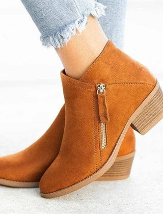 Women's Soft Suede Ankle Boots | Elegant Low-Heel Side-Zip Booties for Women 4