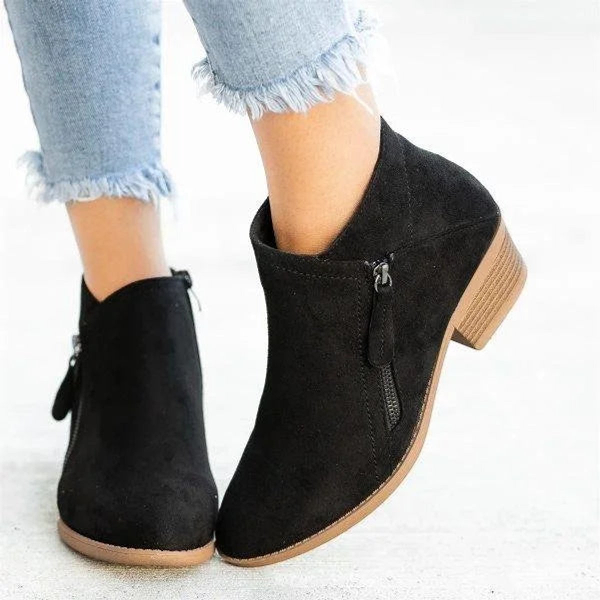 Women's Soft Suede Ankle Boots | Elegant Low-Heel Side-Zip Booties for Women 5