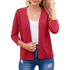 Women's Soft Viscose Blend Cropped Cardigan | Relaxed Open Front Sweater 0