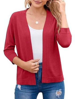 Women's Soft Viscose Blend Cropped Cardigan | Relaxed Open Front Sweater 0