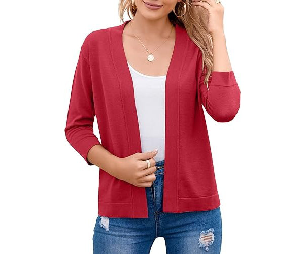 Women's Soft Viscose Blend Cropped Cardigan | Relaxed Open Front Sweater 0