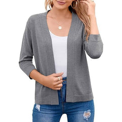 Women's Soft Viscose Blend Cropped Cardigan | Relaxed Open Front Sweater 1