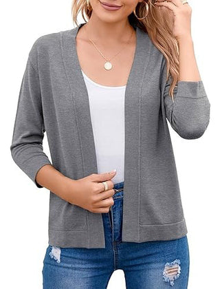 Women's Soft Viscose Blend Cropped Cardigan | Relaxed Open Front Sweater 1
